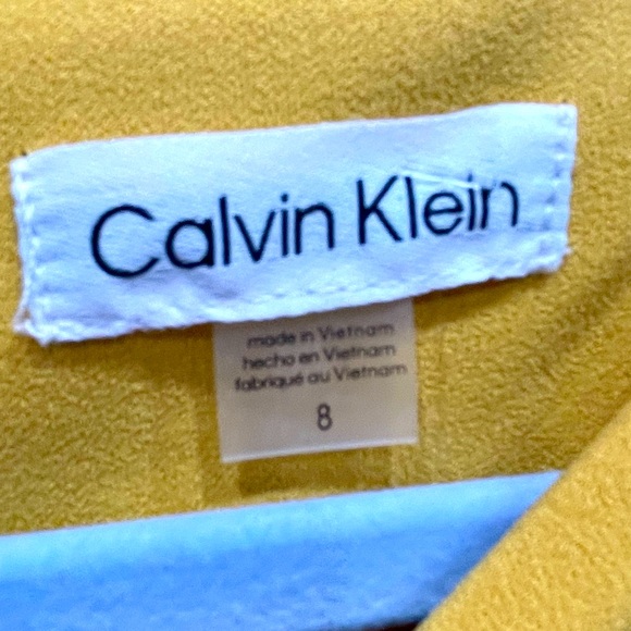 CALVIN KLIEN  Size 8 YELLOW  DRESS NEW W/TAGS ON ROUND NECK SLEEVELESS R… - Picture 7 of 8
